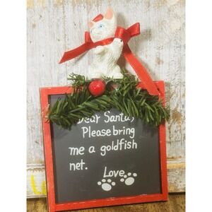 Chalkboard Christmas Ornament Dear Santa Note From Cat